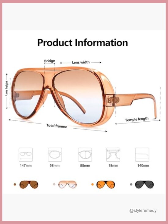 Plastic Frame Aviator Sunglasses UV400 Protection Oversized main image 4